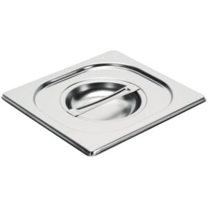 Couvercle à bac Gastro GN1/6 de Gastro M. Conçu en inox 304, ce couvercle gastronorme de 176(l) x 162(P) mm est adapté pour une utilisation professionnelle