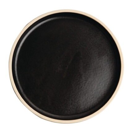 Assiettes plates bord droit noir mat Olympia Canvas 18 cm