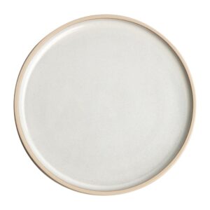 Assiettes plates bord droit blanc Murano Olympia Canvas 18 cm en grès.