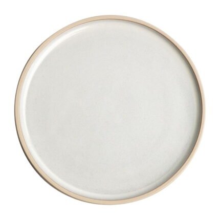 Assiettes plates bord droit blanc Murano Olympia Canvas 18 cm en grès.