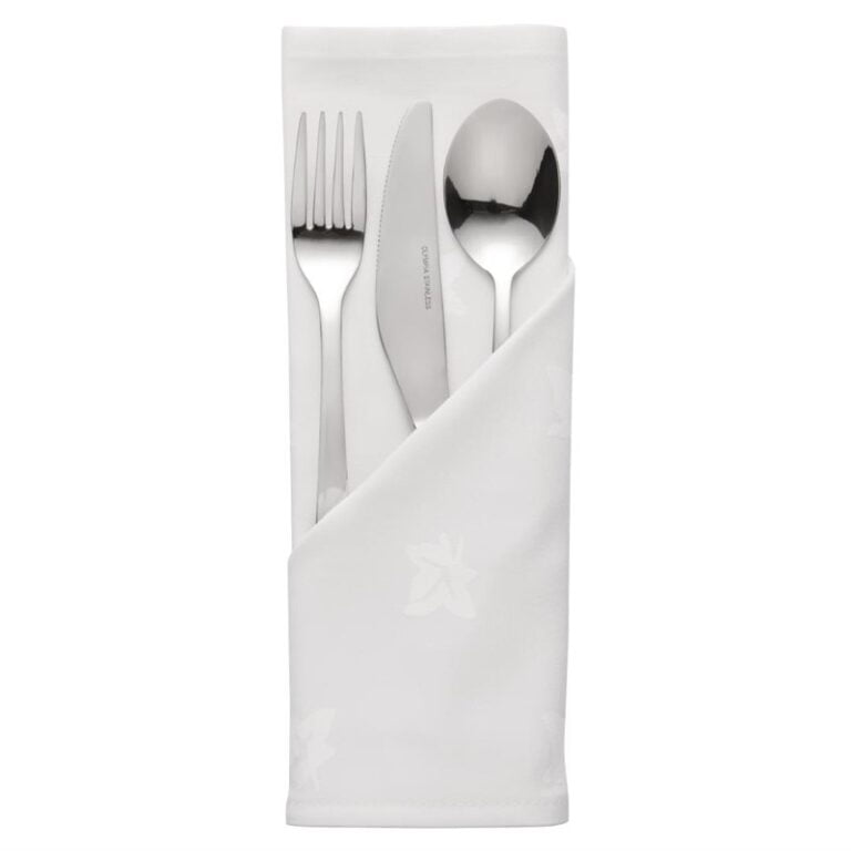 Serviettes coton motif feuille de lierre Mitre Luxury Luxor blanches