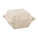 Boîtes hamburger compostables en bagasse coloris naturel Fiesta Compostable 152mm