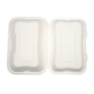 oîtes repas en bagasse compostables avec couvercle à charnière Vegware 228mm