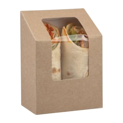 Boîtes à tortilla et wrap kraft compostables avec fenêtre PLA Colpac