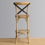 Tabouret de bar en bois avec dossier croisé Bolero métal 3