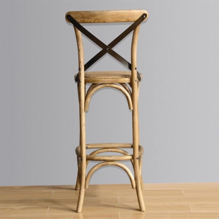 Tabouret de bar en bois avec dossier croisé Bolero métal 3