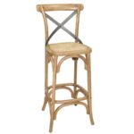 Tabouret de bar en bois avec dossier croisé Bolero métal 1