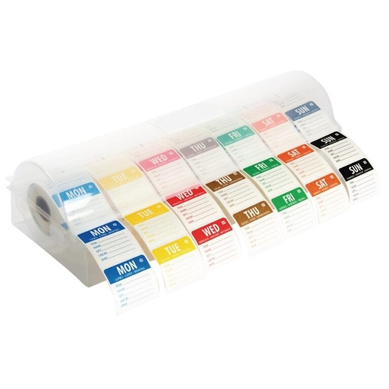 Etiquettes alimentaires solubles code couleur avec distributeur Hygiplas 50mm 2