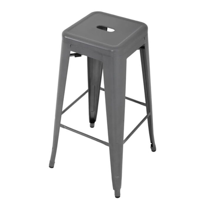 Tabourets hauts en acier galvanisé Bolero Bistro gris métalisé (lot de 4) - vue 3 | easychr.com