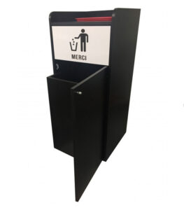 Poubelle mobile en bois noir 100L - vue 2