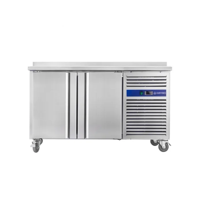 Desserte cuisine réfrigérée positive adossée inox CUISTANCE - 260L à roulettes