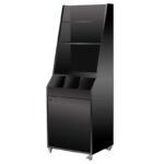 Desserte de service professionnelle compacte finition noire, avec service haut, rangements pour couverts et porte - easychr.com
