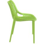 Vue de profil de la chaise de terrasse empilable verte CHVEASY01, mettant en avant sa silhouette moderne - easychr.com