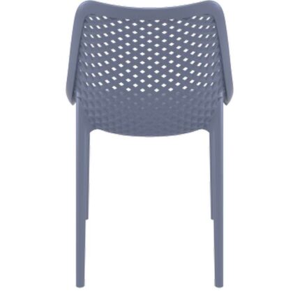 Chaise professionnelle grise CHVEASY02 en polypropylène, vue de face avec son dossier au design ajouré - easychr.com