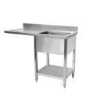 Plonge inox professionnelle CUISTANCE 1 bac – Grand égouttoir à gauche 1400 mm