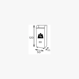 Poubelle snack 70L noire avec repose-plateaux et roulettes , schémas