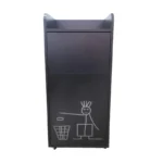 Poubelle snack 70L noire avec repose-plateaux et roulettes