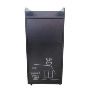 Poubelle snack 70L noire avec repose-plateaux et roulettes