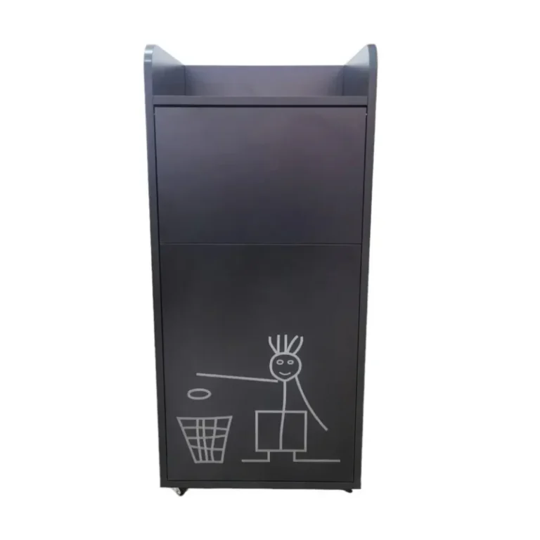 Poubelle snack 70L noire avec repose-plateaux et roulettes