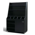 Desserte de service large noire 1100x510x1500mm GOLDINOX avec service haut et 5 bacs à couverts