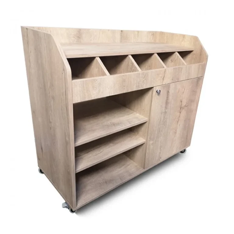 Desserte de service chêne clair 110 cm GOLDINOX - vue de face porte fermée