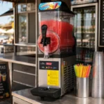 Machine à granita GOLDINOX MHE841 en service dans un bar, granité rouge