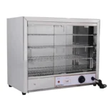 Vitrine chauffante en inox CUISTANCE FW580, format compact, vue de face