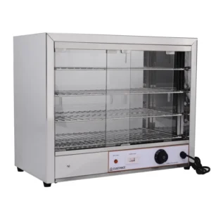 Vitrine chauffante en inox CUISTANCE FW580, format compact, vue de face