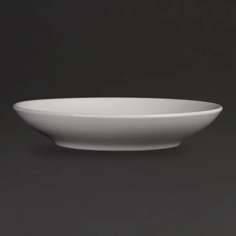 Assiette creuse Olympia Whiteware 260mm, vue de face