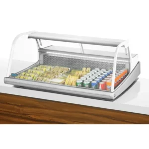 Vitrine réfrigérée de comptoir à poisson Polar GE961, vue de trois quarts
