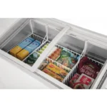 Congélateur coffre vitré Polar GM498 couvercle vitré ouvert