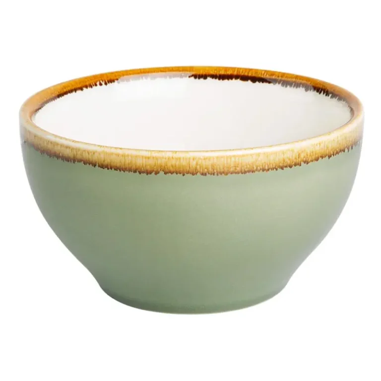 Bols ronds Olympia Kiln mousse 140mm, détail des bords peints