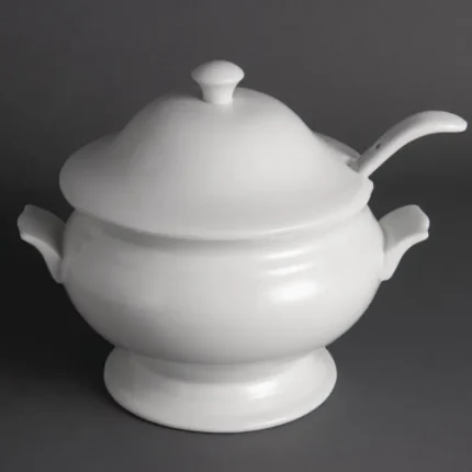 Soupière avec louche Olympia Whiteware, vue de face