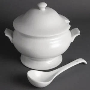 Soupière avec louche Olympia Whiteware, couvercle et louche