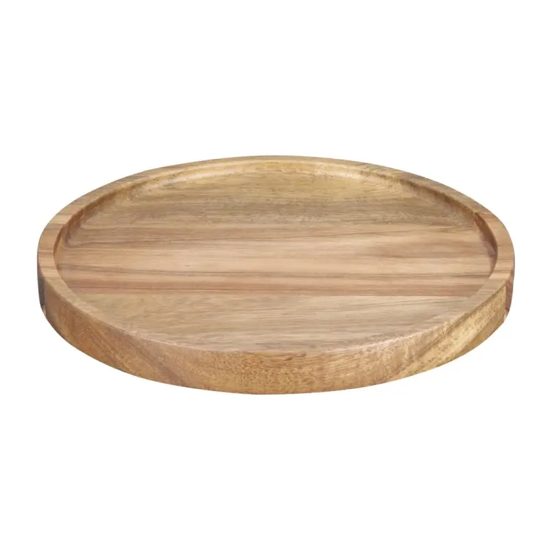 Assiette ronde en bois d’acacia Olympia 200 mm à bords hauts Assiette ronde en bois d’acacia Olympia 200 mm à bords hauts