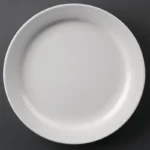 Assiettes à bord étroit Olympia Athena 165 mm en porcelaine blanche vitrifiée, lot de 12