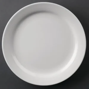 Assiettes à bord étroit Olympia Athena 165 mm en porcelaine blanche vitrifiée, lot de 12