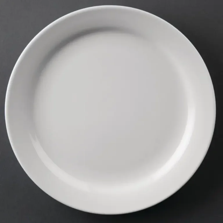 Assiettes à bord étroit Olympia Athena 165 mm en porcelaine blanche vitrifiée, lot de 12