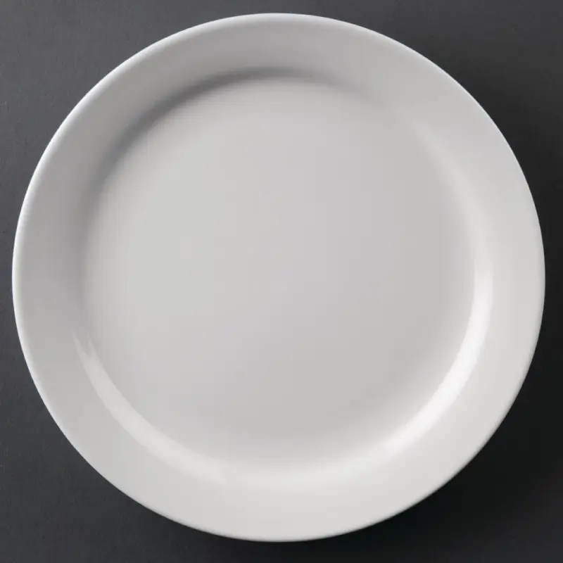 Assiettes à bord étroit Olympia Athena 165 mm en porcelaine blanche vitrifiée, lot de 12 Assiettes à bord étroit Olympia Athena 165 mm en porcelaine blanche vitrifiée, lot de 12