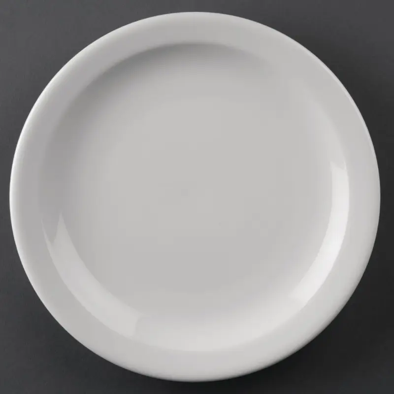 Assiettes à bord étroit Olympia Athena 205 mm en porcelaine blanche vitrifiée, lot de 12 Assiettes à bord étroit Olympia Athena 205 mm en porcelaine blanche vitrifiée, lot de 12