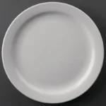 Assiettes à bord étroit Olympia Athena 226 mm en porcelaine blanche vitrifiée, lot de 12