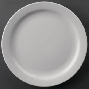 Assiettes à bord étroit Olympia Athena 226 mm en porcelaine blanche vitrifiée, lot de 12