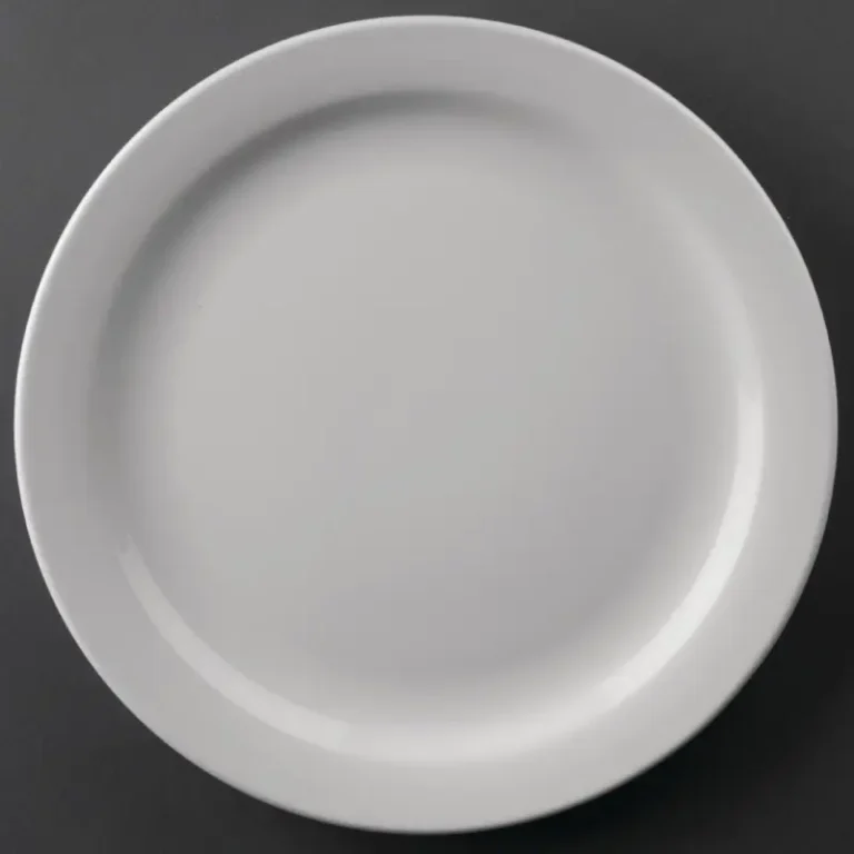 Assiettes à bord étroit Olympia Athena 226 mm en porcelaine blanche vitrifiée, lot de 12