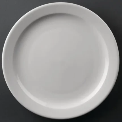 Assiettes à bord étroit Olympia Athena 254 mm en porcelaine blanche vitrifiée, lot de 12