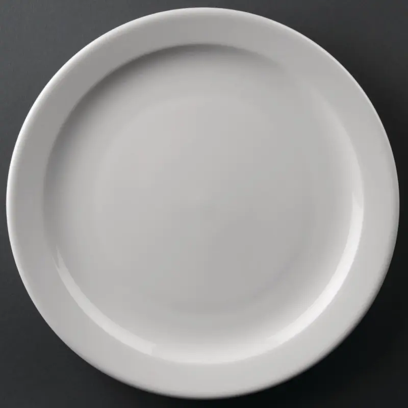 Assiettes à bord étroit Olympia Athena 254 mm en porcelaine blanche vitrifiée, lot de 12 Assiettes à bord étroit Olympia Athena 254 mm en porcelaine blanche vitrifiée, lot de 12