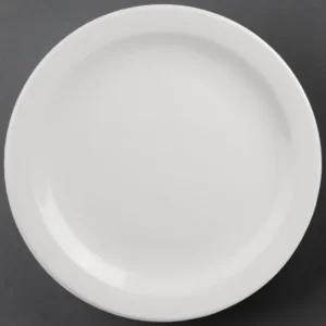 Assiettes à bord étroit Olympia Athena 284 mm en porcelaine blanche vitrifiée, lot de 6