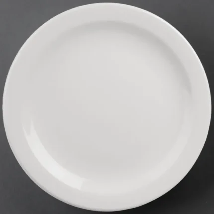 Assiettes à bord étroit Olympia Athena 284 mm en porcelaine blanche vitrifiée, lot de 6