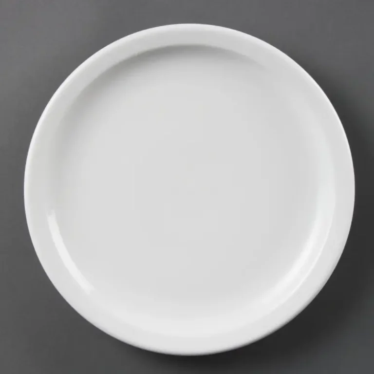 Assiettes à bord étroit Olympia Whiteware 230 mm en porcelaine blanche vitrifiée, lot de 12