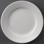 Assiettes à bord large Olympia Athena 165 mm en porcelaine blanche vitrifiée, lot de 12