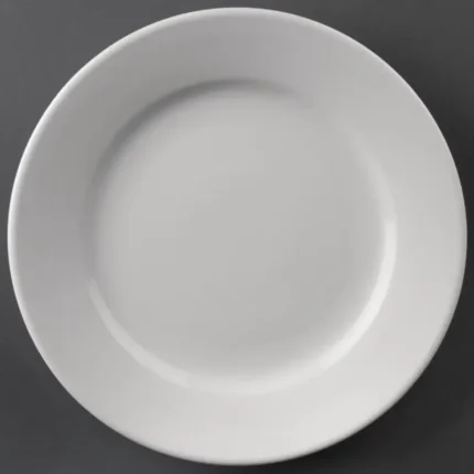 Assiettes à bord large Olympia Athena 165 mm en porcelaine blanche vitrifiée, lot de 12